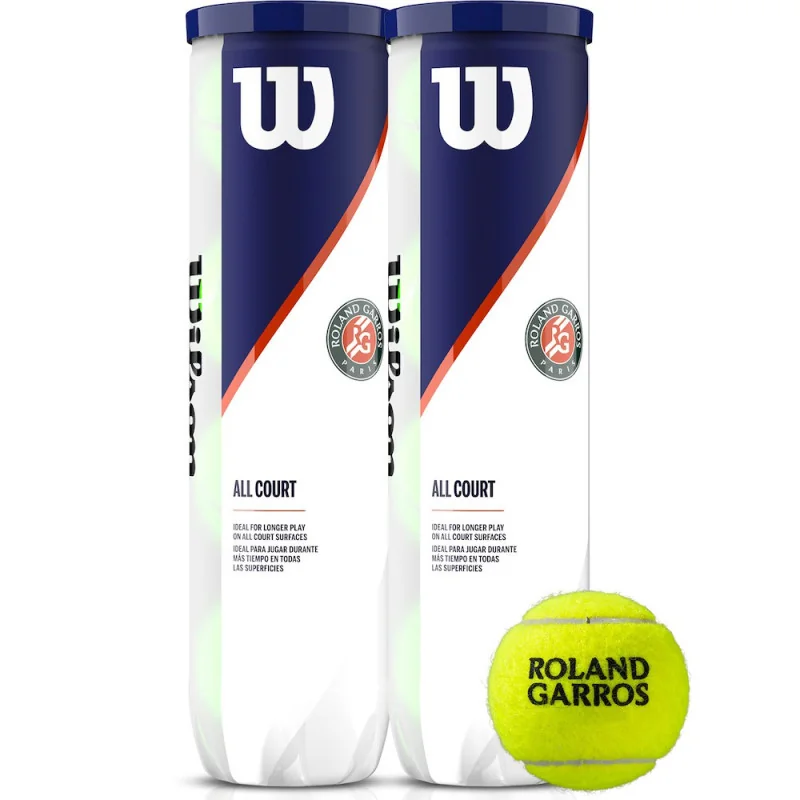 Wilson Bi-Pack Tube 4 balles Roland Garros All Court Balles de tennis